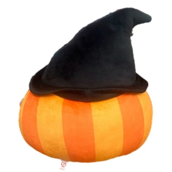 NWT Ty Ramona the Pumpkin 13” Plush Toy Witch Hat Halloween Jack-o’-lantern Soft - Picture 3 of 4